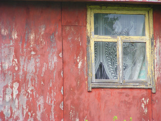 Windows in an abandoned house, urbain slum and vollage hole