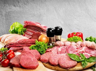 Fresh Raw Meat Background with vegetables
