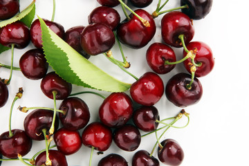 Cherry. Red fresh bunch of cherries on the table