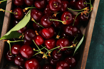 Cherry. Red fresh bunch of cherries on the table
