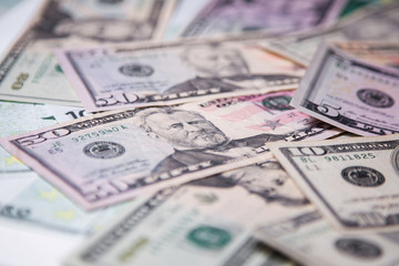 Paper money. Euro and dollars can be used for background