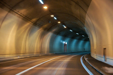 Driving through the tunnel.