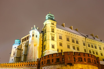 Fototapeta na wymiar Wawel Castle in Krakow at twilight. Krakow is one of the most famous landmark in Poland