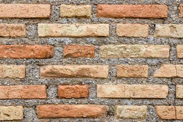 Fototapeta premium Horizontal brick wall background, vintage facade of the house.