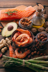 Top view of Large group of food and good fats