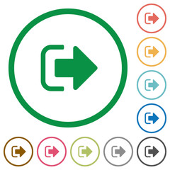 Sign out flat icons with outlines