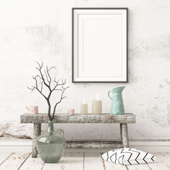 
Mock up posters in the interior in the style of lagom 3D rendering