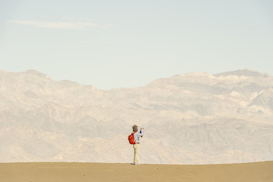hot dry summer man getting lost in desert