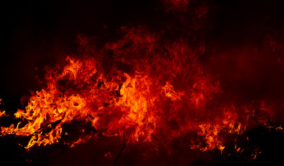 Fototapeta na wymiar a strong fire in the open air