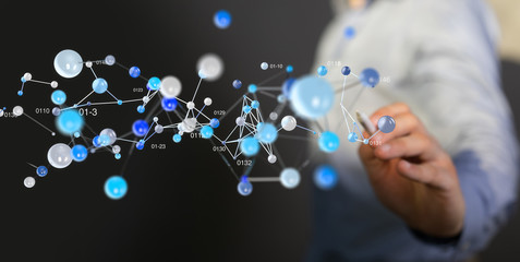 network holograms datas digital sphere 3D