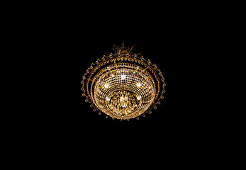 chandelier ornamental light. on black background