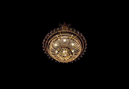 chandelier ornamental light. on black background