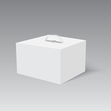 Blank paper or cardboard box with handle. Vector