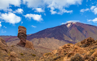 Teide National Park and famous Roque de Garcia Cinchado in Tenerife island - Spain