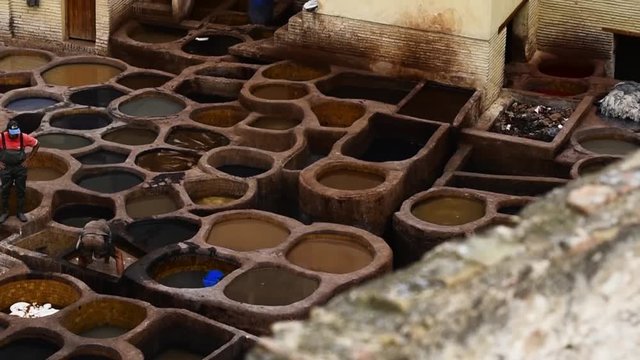 Leather tannery in Morocco
