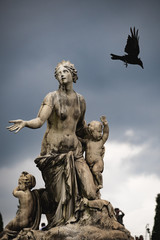 Raven on a sculpture