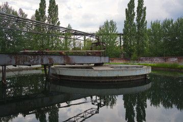 Fototapeta premium Reservoir in Landschaftspark Duisburg-Nord, former ironworks in Duisburg-Meiderich, Western Ruhr Region. Nowaday. Today, it is now a public park.
