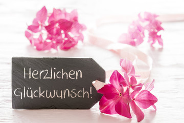 Hydrangea Blossom, Glueckwunsch Means Congratulations