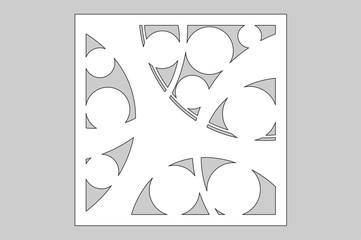 Decorative card for cutting laser or plotter. Pattern line and circle panel. Laser cut. Ratio 1:1. Vector illustration.