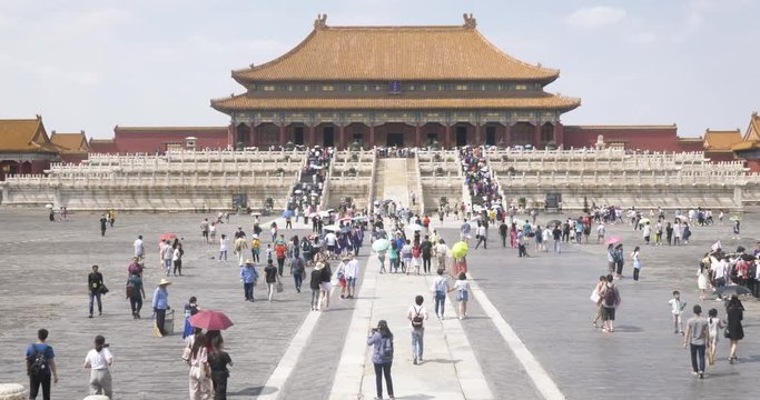 Beijing China Forbidden City With Tourists