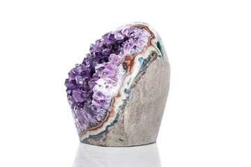 Amethyst Crystal Druse  macro mineral on white background
