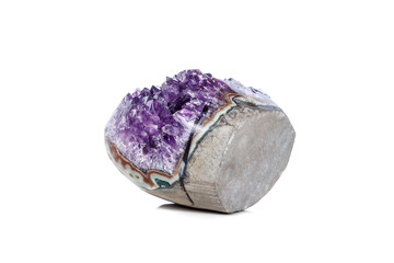 Amethyst Crystal Druse  macro mineral on white background