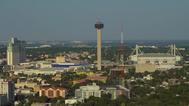 Aerial video Tower of the Americas San Antonio Texas 4k