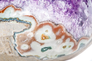 Amethyst Crystal Druse  macro mineral on white background