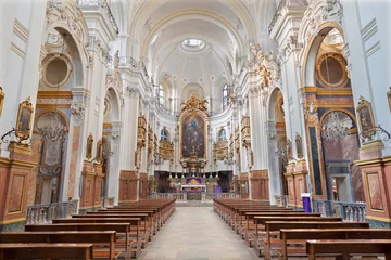 Photo sur Plexiglas Monument TURIN, ITALY - MARCH 16, 2017: The nave of baroque church Chiesa della Madonna del Carmine.