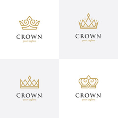 Four linear crown icons - 216740545