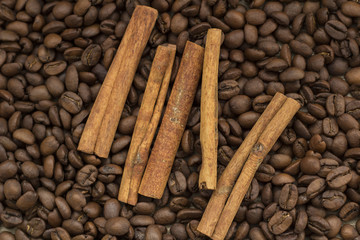 cinnamon sticks and coffee beans