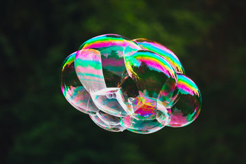 soap bubbles abstract cloud, green background