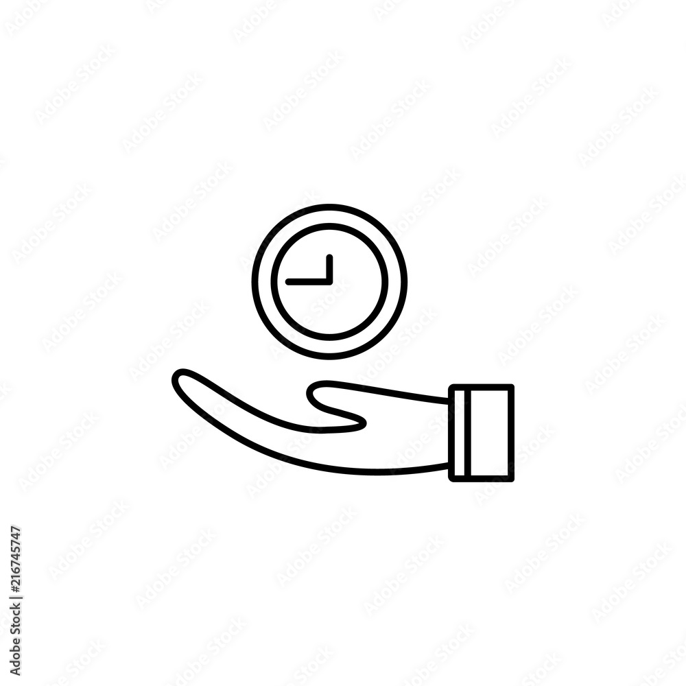 Poster time in hand icon. element of time value icon for mobile concept and web apps. thin line time in han
