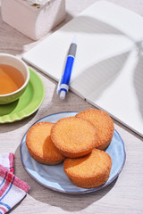 Custard cake  on the table
