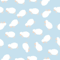 Sheep. Seamless pattern. Vector illustration. Fabric print.