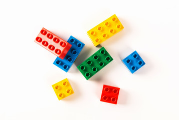 Building toy blocks isolated on white background.