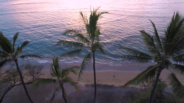 Amazing Sunset Captured with a drone on a beach in Hawaii.