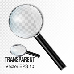 Realistic magnifying glass Isolated on a transparent background. Magnifying tool for research and search for your design.