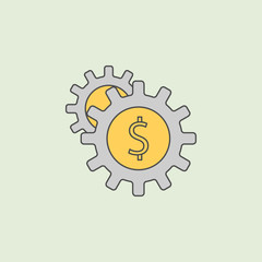 money in gear icon. Element of banking icon for mobile concept and web apps. Field outline money in gear icon can be used for web and mobile