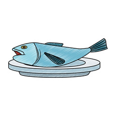 Fish on dish vector illustration graphic design