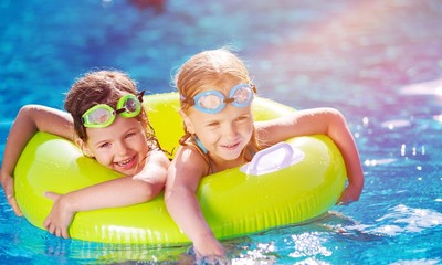 Children playing in pool