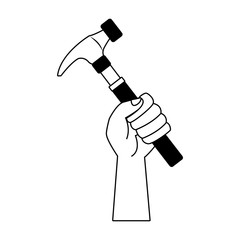 Hand with hammer vector illustration graphic design