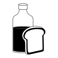 Milk bottle and bread vector illustration graphic design
