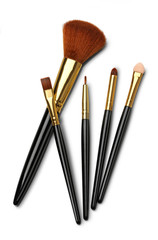 Cosmetics and beauty. Make-up brushes on white isolated background