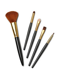 Cosmetics and beauty. Make-up brushes on white isolated background