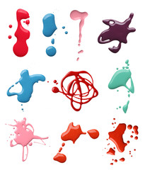 Group of nail polish splashes isolated on white