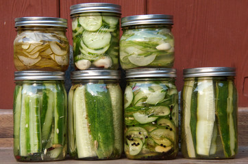 Homemade Pickles in jars