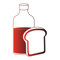 Milk bottle and bread vector illustration graphic design