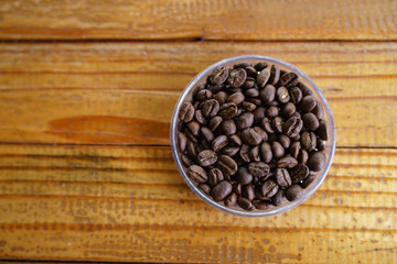 Roasted coffee bean in tray