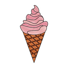 Delicious ice cream cone vector illustration graphic design